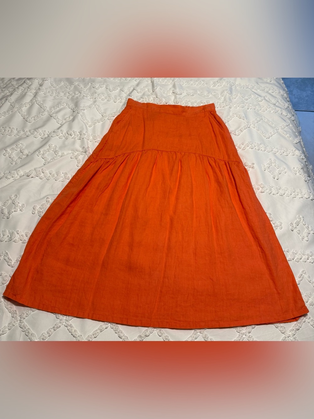 Cynthia Rowley 100% Linen Tiered Skirt, Size M
